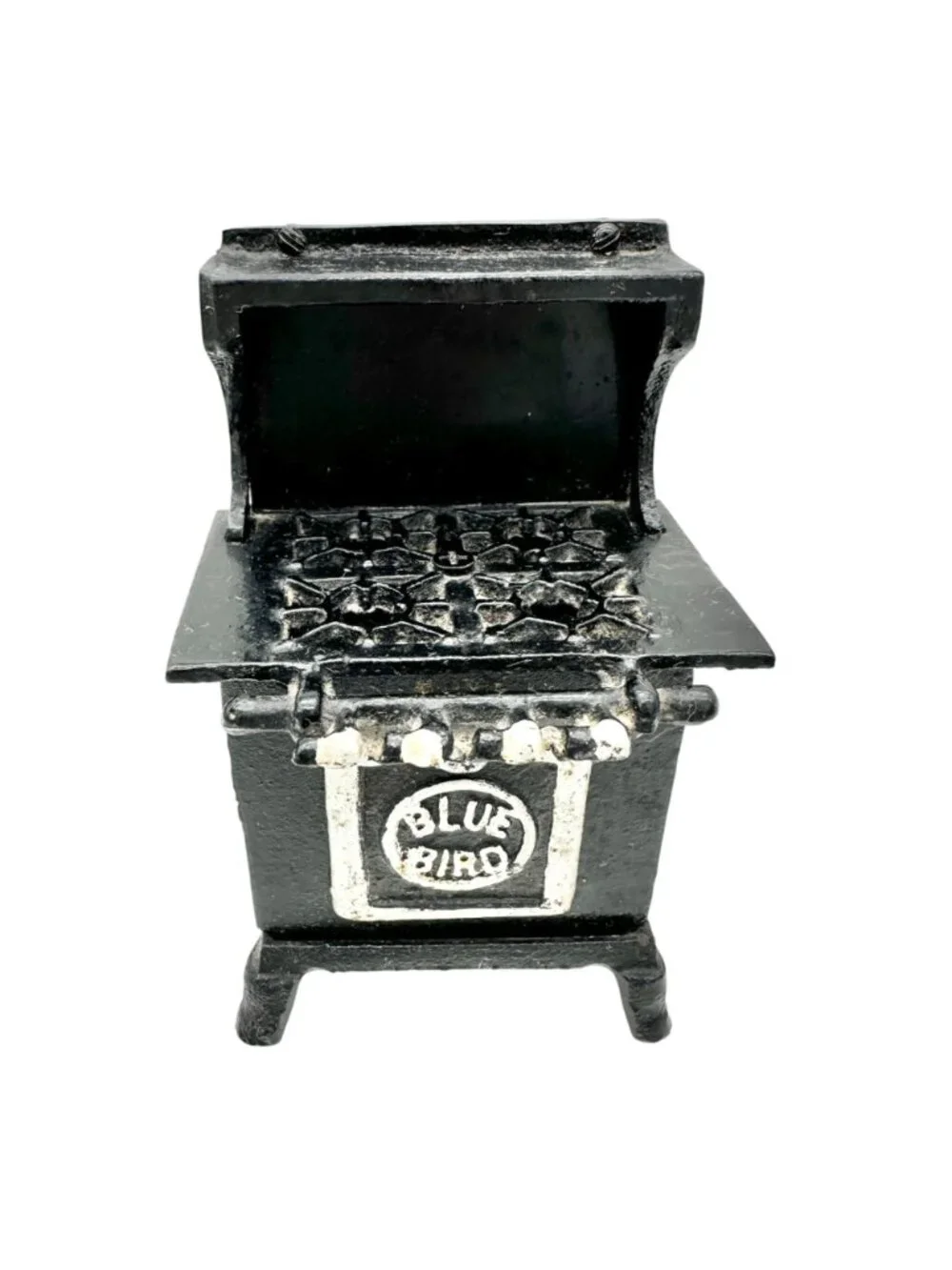 Blue Bird Vintage Cast Iron Toy Stove With Coal Bucket & Shovel 6” H Collectible